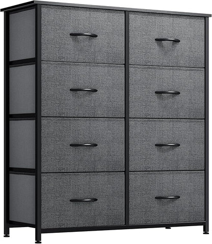 YITAHOME Dresser for Bedroom, Tall Dresser with 8 Drawers, Storage Tower with Fabric Bins, Chest of Drawers for Closet & Living Room - Sturdy Steel Frame, Wooden Top