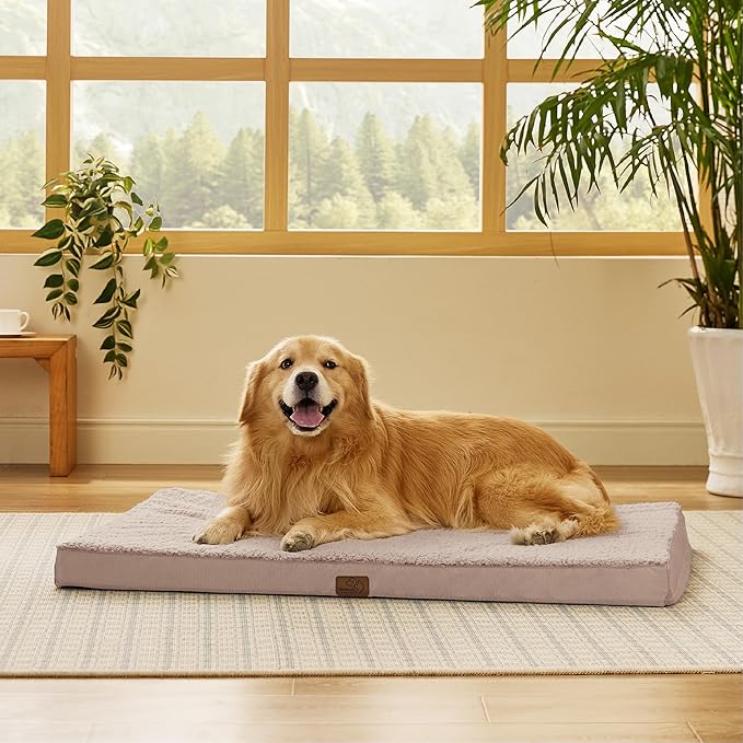 Bedsure Dog Beds Large Sized Dog - Extra-Large Orthopedic Waterproof Puppy Bed with Removable Washable Cover, Egg Crate Foam Pet Mat, Suitable for Pet Up to 100 lbs-Mewly Pet