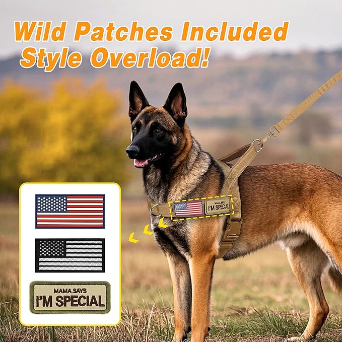 Forestpaw No Pull Dog Harness - Soft Flannel Padded Tactical Dog Vest Harness with Quick Release Buckle, Adjustable Reflective Pet Harness for Large Dogs Walking Training,Brown XL-Mewly Pet