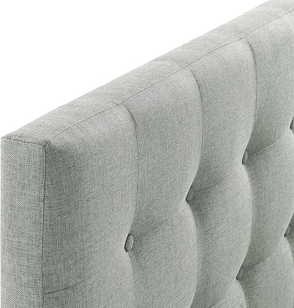Modway Emily Tufted Button Linen Fabric Upholstered Full Headboard in Gray