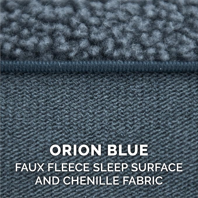Furhaven Pillow Dog Bed for Medium/Small Dogs w/ Removable Bolsters & Washable Cover - Sherpa & Chenille Sofa - Orion Blue, Medium-Mewly Pet