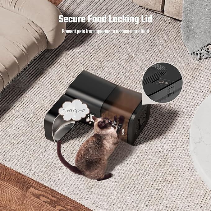 Espelho Automatic Cat Feeder- 4L Timed Cat Food Dispenser 1-6 Meals Control for Cat and Small Dog- Auto Pet Feeder with Desiccant Bag Keep Fresh for Reliable Easy Set Up and Clean- Voice Recorder-Mewly Pet