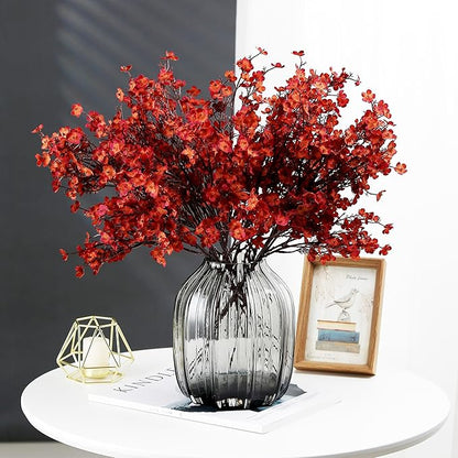JAKY-Global Babys Breath Silk Artificial Flowers Bulk 6pcs Farmhouse Fall Decor Fake Flower Bouquet Bulk for Home Kitchen Indoor Floral Arrangement Centerpieces Party Decor(Burnt Red Brown)