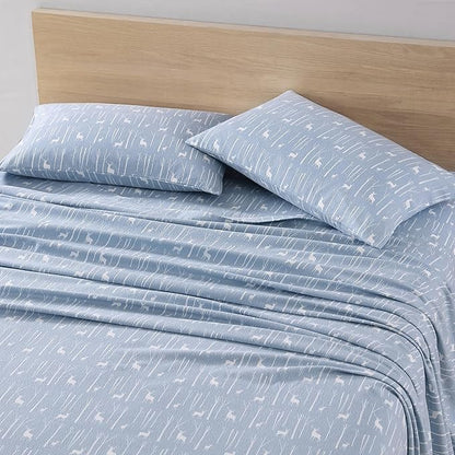 Eddie Bauer - Queen Sheets, Cotton Flannel Bedding Set, Brushed For Extra Softness, Cozy Home Decor (Birch Forest, Queen)