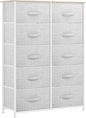 YITAHOME 10 Drawer Dresser - Fabric Storage Tower, Organizer Unit for Bedroom, Living Room, Hallway, Closets - Sturdy Steel Frame, Wooden Top & Easy Pull Fabric Bins (Cool Gray)