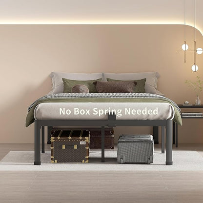 MAF 12 Inch Full Size Metal Platform Bed Frame with Round Corner Legs, Mattress Slide Stopper, 3000 LBS Heavy Duty Steel Slats Support, No Box Spring Needed, Noise Free