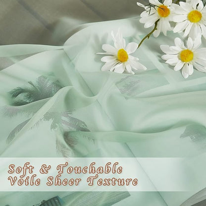 NICETOWN Sage Green Sheer 120 inch Long Curtains Voile Textured, Grommet Soft Voile Sheer Window Treatments Lightweight & Airy Drapes for Living Room/Bedroom, W54 x L120, 2 Panels