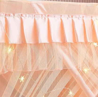 Mengersi Canopy Bed Curtains Twin Sizes,Bed Canopy for Girls Royal Luxurious Cozy Bed Drapes Girls Room Decor(Peach,Twin)