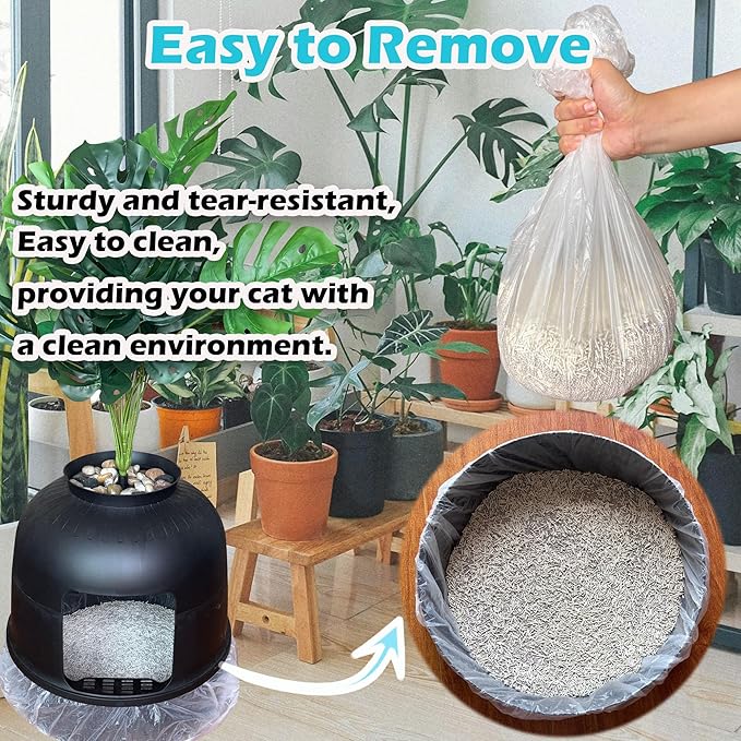 50 Pack Litter Box Liners Compatible with Lifewit Litter Box Cat, Elastic Band Trash Bags for Disposal of Cat Waste, Waterproof and Leak Proof (Clear)-Mewly Pet