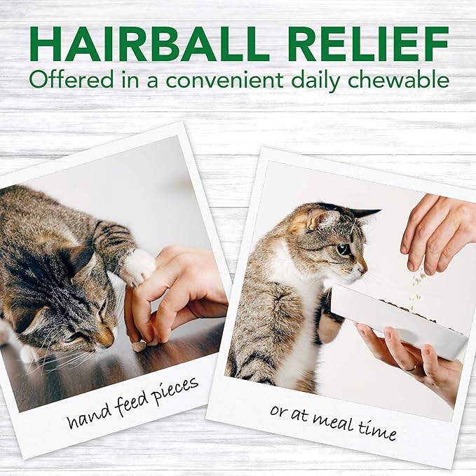 Vet’s Best Cat Hairball Relief Digestive Aid, Vet Formulated Hairball Support Remedy, Hairball Relief for Cats, Classic Chicken Flavor, 180 Chewable Tablets-Mewly Pet