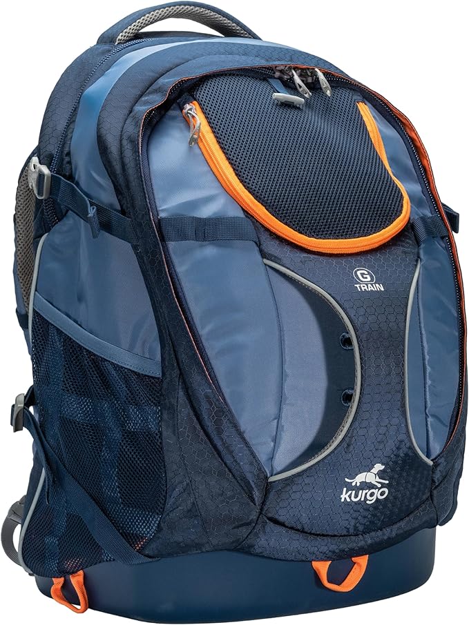 Kurgo G-Train Dog Carrier Backpack for Small Pets Up to 25 Lbs, TSA & Airline Approved, Navy Blue-Mewly Pet