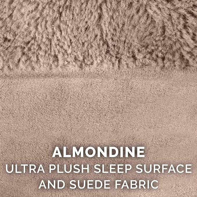 Furhaven Orthopedic Dog Bed for Large Dogs w/ Removable Bolsters & Washable Cover, For Dogs Up to 95 lbs - Plush & Suede Sofa - Almondine, Jumbo/XL-Mewly Pet