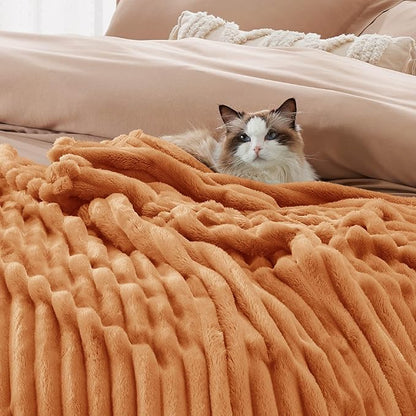 Bedsure GentleSoft King Blanket for Couch - Cozy Soft Fall Blankets for Women, Cute Large Throws for Girls, Orange, 108x90 Inches