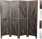 Premium Home 4-Panel Room Divider – Rustic Brown Barn Door, K Pattern Folding Privacy Screen, Partition Wall