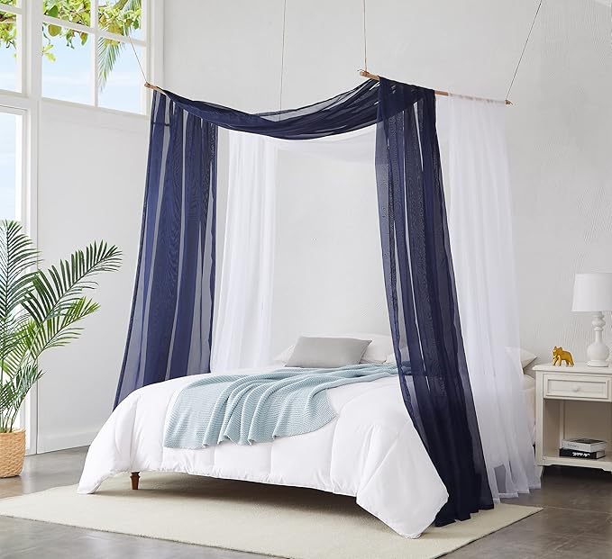 Warm Home Designs Standard Length Navy Blue Sheer Window Scarf. Valance Scarves are 54 X 144 Inches. Great As Wedding Arch Draping Fabric, Bed Canopy Or for Decorative Project. AM Navy 144"