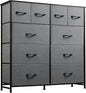 WLIVE Large Dresser for Bedroom, Fabric Dresser with 10 Drawers, Storage Tower with Fabric Bins, Double Dressers, Chest of Drawers for Closet, Living Room, Hallway, Dark Grey