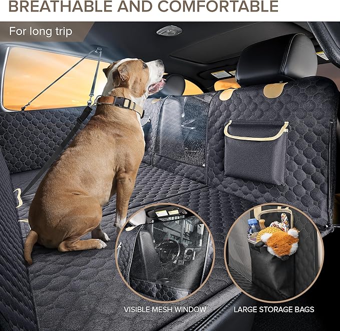 XL Truck Back Seat Extender for Dogs, Hard Bottom Dog Car Seat Cover for Back Seat, Heavy Duty Dog Hammock for Aggressive Chewers, Waterproof Pet Seat Covers for Trucks, F150, Ram1500, Large SUV-Mewly Pet