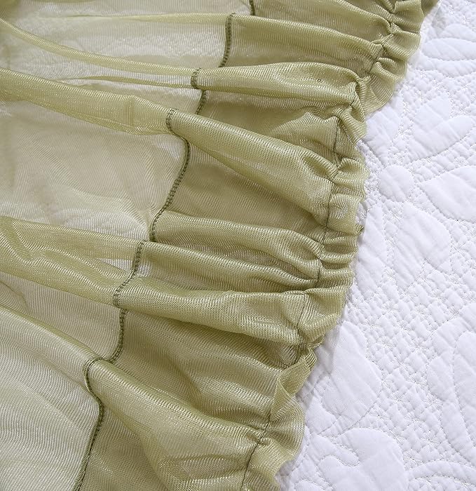 Akiky Canopy for Girls Room Bed Curtains Sheer Curtain for Twin Full Queen Size Bed Drapes,8 Panels Canopies with Light,Room Décor(Full/Queen, Sage Green)