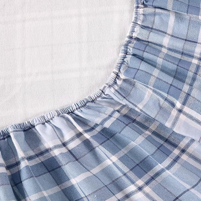 Laura Ashley - Flannel Sheets Full Size, Anti-Pilling & Wrinkle Resistant Cotton, Touchably Soft for All-Season Comfort - Bed Sheets with Matching Pillowcases & Fitted Sheet (Mulholland Plaid Blue)