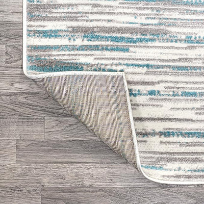 JONATHAN Y Speer Abstract Linear Stripe Gray/Blue Indoor Area Rug, 5x8, Contemporary, Rustic, Easy-Cleaning for Living Room, Bedroom, Kitchen, Pet Friendly, Non-Shedding (LUX106A-5)
