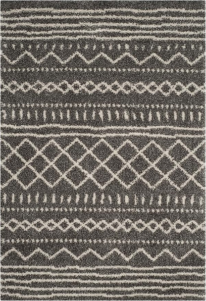 SAFAVIEH Arizona Shag Collection Accent Rug - 4' x 6', Brown & Ivory, Moroccan Design, Non-Shedding & Easy Care, 1.6-inch Thick Ideal for High Traffic Areas in Entryway, Living Room, Bedroom (ASG741B)