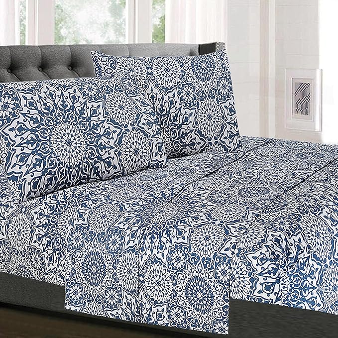 Sweet Home Collection Bed Linen Set - Full Size Sheet Sets, 1800 Supreme Collection, Extra Soft, Deep Pocket, Elastic Corner Straps, 4 Pieces, Oasis