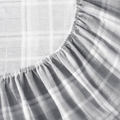 Laura Ashley - Flannel Sheets Twin Size, Anti-Pilling & Wrinkle Resistant Cotton, Touchably Soft for All-Season Comfort - Bed Sheets with Matching Pillowcases & Fitted Sheet (Mulholland Plaid Grey)