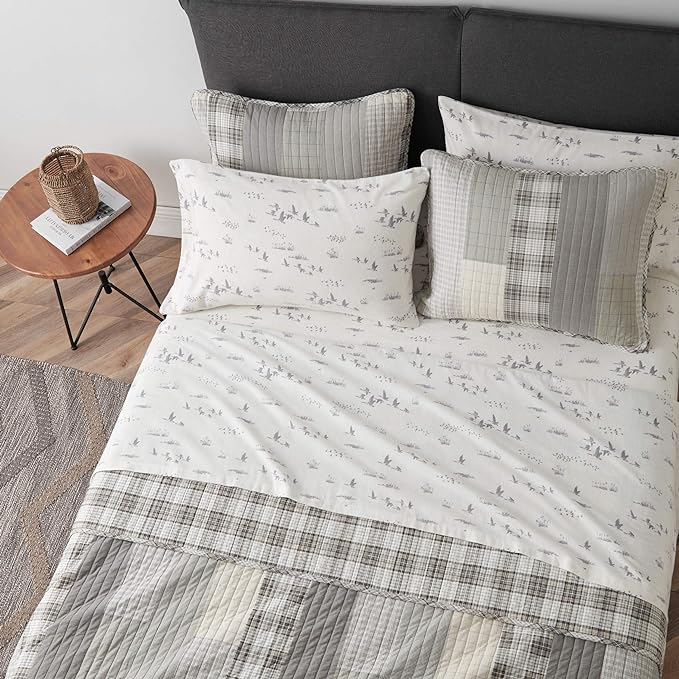 Eddie Bauer - Queen Sheet Set, Warm Breathable Cotton Flannel Bedding with Deep Pockets, Brushed for Extra Softness, Cozy Home Decor, Oeko-Tex Certified (Geese Meadow, Queen)