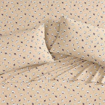 Laura Ashley - King Sheets, Breathable Cotton Flannel Bedding with Deep Pockets, Brushed for Extra Softness & Comfort, Oeko-Tex Certified (Jolly Cardinals Green, King)