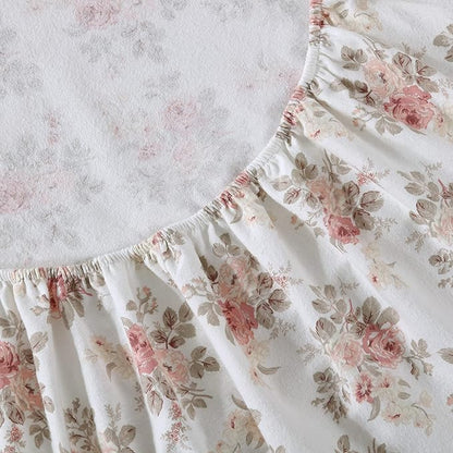 Laura Ashley - Flannel Sheets Twin Size, Anti-Pilling & Wrinkle Resistant Cotton, Touchably Soft for All-Season Comfort - Bed Sheets with Matching Pillowcase & Fitted Sheet (Lisalee Pink)