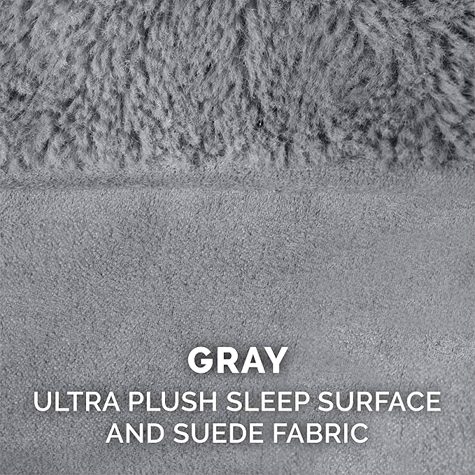 Furhaven Orthopedic Dog Bed for Large Dogs w/ Removable Bolsters & Washable Cover, For Dogs Up to 95 lbs - Plush & Suede Sofa - Gray, Jumbo/XL-Mewly Pet