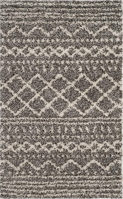 SAFAVIEH Arizona Shag Collection Accent Rug - 3'2" x 5', Brown & Ivory, Moroccan Design, Non-Shedding & Easy Care, 1.6-inch Thick Ideal for High Traffic Areas in Foyer, Living Room, Bedroom (ASG741B)