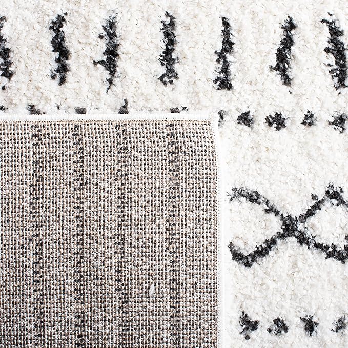 SAFAVIEH Arizona Shag Collection Area Rug - 10' x 14', Ivory & Black, Moroccan Design, Non-Shedding & Easy Care, 1.6-inch Thick Ideal for High Traffic Areas in Living Room, Bedroom (ASG741Z)