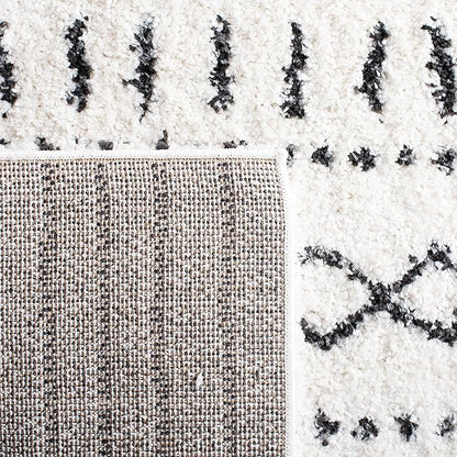 SAFAVIEH Arizona Shag Collection Area Rug - 10' x 14', Ivory & Black, Moroccan Design, Non-Shedding & Easy Care, 1.6-inch Thick Ideal for High Traffic Areas in Living Room, Bedroom (ASG741Z)