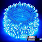 JMEXSUSS Blue Christmas String Lights Indoor Outdoor, 66ft 200 LED Blue String Lights Clear Wire Plug in, 8 Modes Waterproof Christmas Lights for Halloween Tree Party Bedroom Wall Christmas Decoration