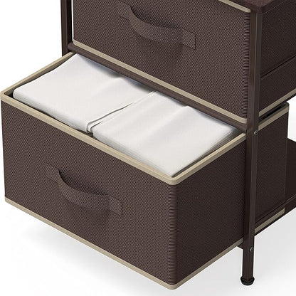 SIMPLE HOUSEWARE 2 Tier Night Stands Dresser for Bedroom Organizer Drawer Storage Tower, Brown