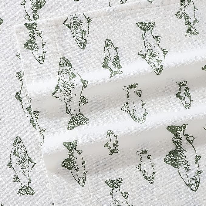 Eddie Bauer - Twin Sheets, Cotton Flannel Bedding Set, Brushed For Extra Softness, Cozy Home Decor (School of Fish, Twin)