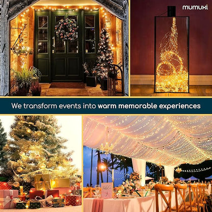 MUMUXI 2 Pack 33ft 100 LED Fairy Lights with Timer, Ourdoor Battery-Powered Twinkle and Remote Control, Christmas String Lights, Warm White Waterproof Decorative Lighting for Holidays and Events