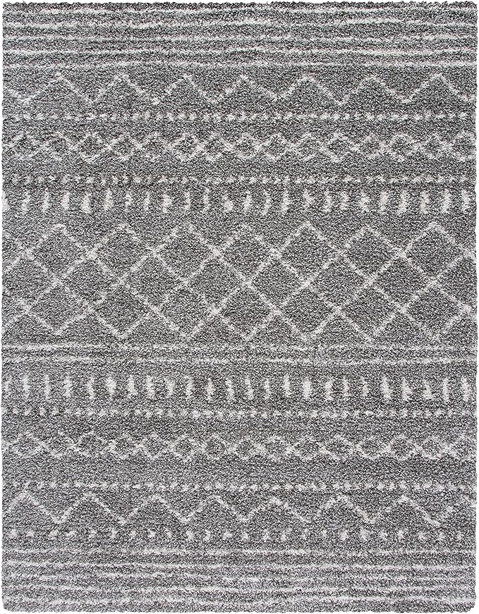 SAFAVIEH Arizona Shag Collection Area Rug - 9' x 12', Brown & Ivory, Moroccan Design, Non-Shedding & Easy Care, 1.6-inch Thick Ideal for High Traffic Areas in Living Room, Bedroom (ASG741B)