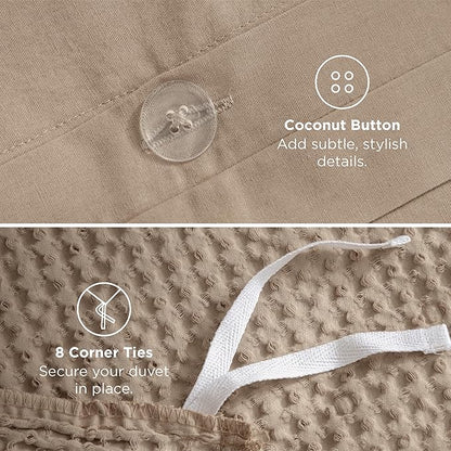 Bedsure Cotton Duvet Cover Full - 100% Cotton Waffle Weave Khaki Duvet Cover Set, GentleSoft™ and Breathable Tan Bedding Set for All Season, 3 Pieces, 80"x90"