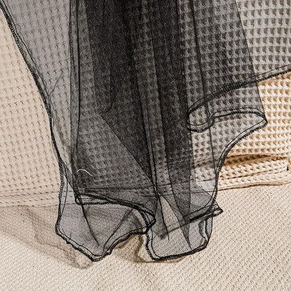 Black Mosquito Net for Single to King-Sized Beds – No Openings & 6 Hanging Loops – Decorative Rectangular Shape for Home & Travel – Bed Canopy Hanging Kit & Carrying Bag Included
