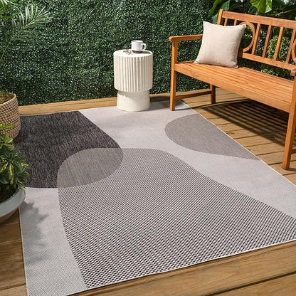 JONATHAN Y Geometric Organic Shapes Indoor Outdoor Area Rug 8X10 Cream/Black, Zia Modern for Backyard, Patio, Porch, Easy-Cleaning, High Traffic, Pet-Friendly, Non-Shedding (TSN306A-8)