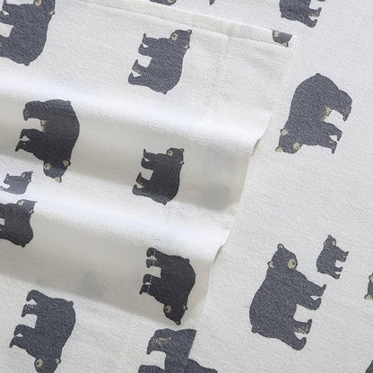 Eddie Bauer - Twin Sheets, Cotton Flannel Bedding Set, Brushed for Extra Softness, Cozy Home Decor (Bear Family)
