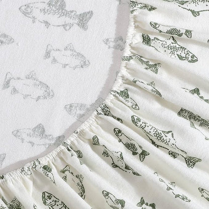 Eddie Bauer - King Sheets, Cotton Flannel Bedding Set, Brushed For Extra Softness, Cozy Home Decor (School of Fish, King)