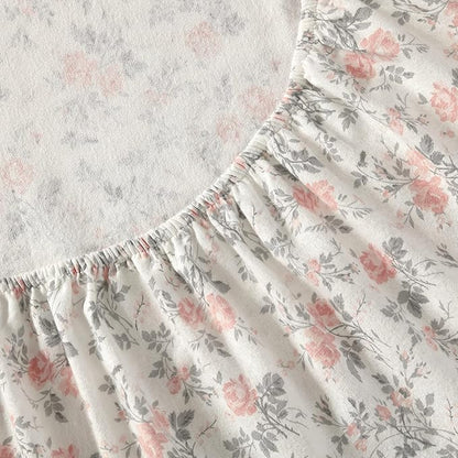 Laura Ashley - Flannel Sheets Full Size, Anti-Pilling & Wrinkle Resistant Cotton, Touchably Soft for All-Season Comfort - Bed Sheets with Matching Pillowcases & Fitted Sheet (Rosalie Grey)