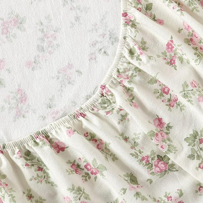 Laura Ashley Home | Flannel Collection | Premium Ultra Soft Cozy Lightweight Cotton Flannel Bedding Sheet Set, Wrinkle, Anti-Fade, Stain Resistant & Hypoallergenic, Twin, Audrey Pink (201589)