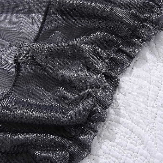 Akiky Canopy Bed Curtains Bed Canopy for Girls Room Elegant Sheer Curtain for Twin Full Queen Size Bed Drapes,8 Panels Canopies with Light,Room Décor(Full/Queen, Gray Canopy)