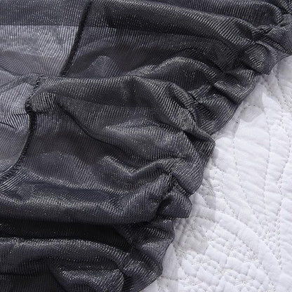 Akiky Canopy Bed Curtains Bed Canopy for Girls Room Elegant Sheer Curtain for Twin Full Queen Size Bed Drapes,8 Panels Canopies with Light,Room Décor(Full/Queen, Gray Canopy)