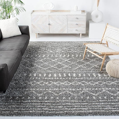 SAFAVIEH Arizona Shag Collection Area Rug - 9' x 12', Brown & Ivory, Moroccan Design, Non-Shedding & Easy Care, 1.6-inch Thick Ideal for High Traffic Areas in Living Room, Bedroom (ASG741B)