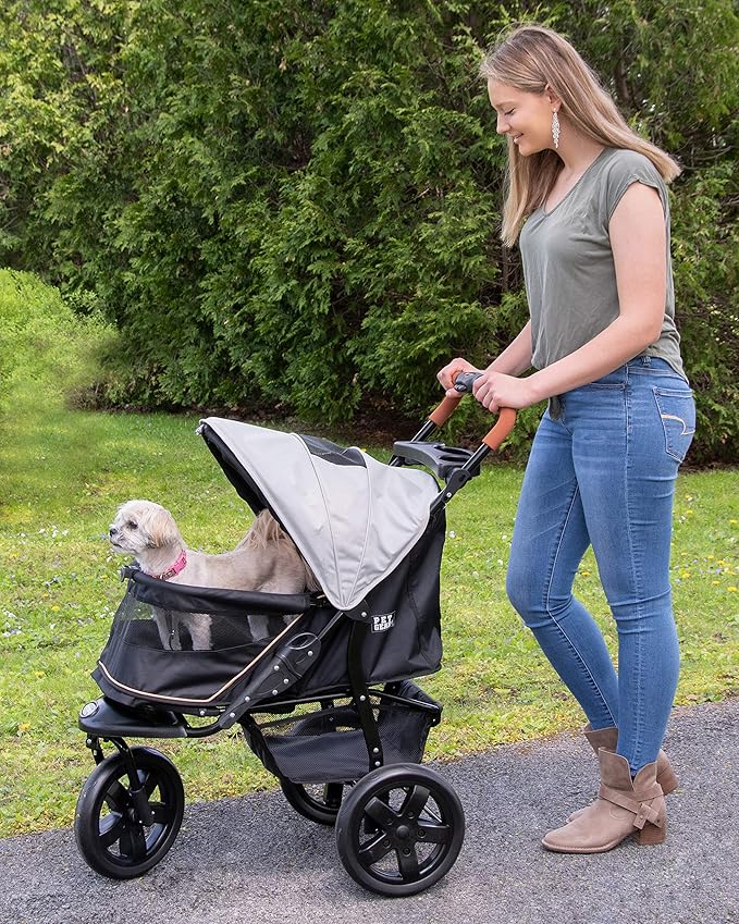 Pet Gear No-Zip AT3 Pet Stroller for Cats/Dogs, Zipperless Entry, Easy One-Hand Fold, Jogging Tires, Removable Liner, Cup Holder + Storage Basket, 1 Model, 2 Colors Summit Grey 2023-Mewly Pet